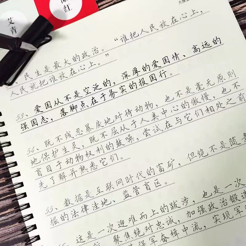 Selected Excerpts from People's Daily Newspaper, Calligraphy Practice Materials, Regular Script, Cursive Script, Rose, Female, Adult, Hard Pen Calligraphy Practice, Essay Writing, Regular Script, Tracing, Red Tracing, Calligraphy