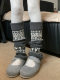 Retro Fair Isle Stacked Socks for Autumn and Winter, Warm and Suitable for Pairing with Snow Boots, Leggings, Cashmere Thickened Gray Calf Sleeves