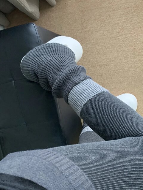 Color-Blocking Knitted Leg Warmers for Women, Autumn and Winter Leg Warmers, Stacked Socks Paired with Shark Pants, Spring and Autumn Leg Protectors, Jk Calf Socks for Women