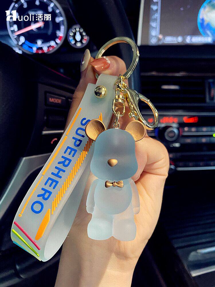 Huoli crystal bow tie bear car key pendant Creative bear keychain Female cute exquisite key chain pendant