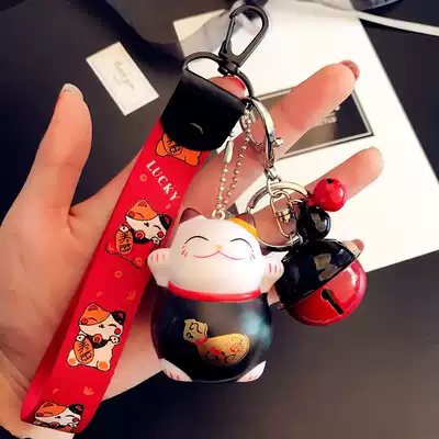 Wufu cat cartoon keychain female cute men and women car key school bag pendant doll creative New Year gift