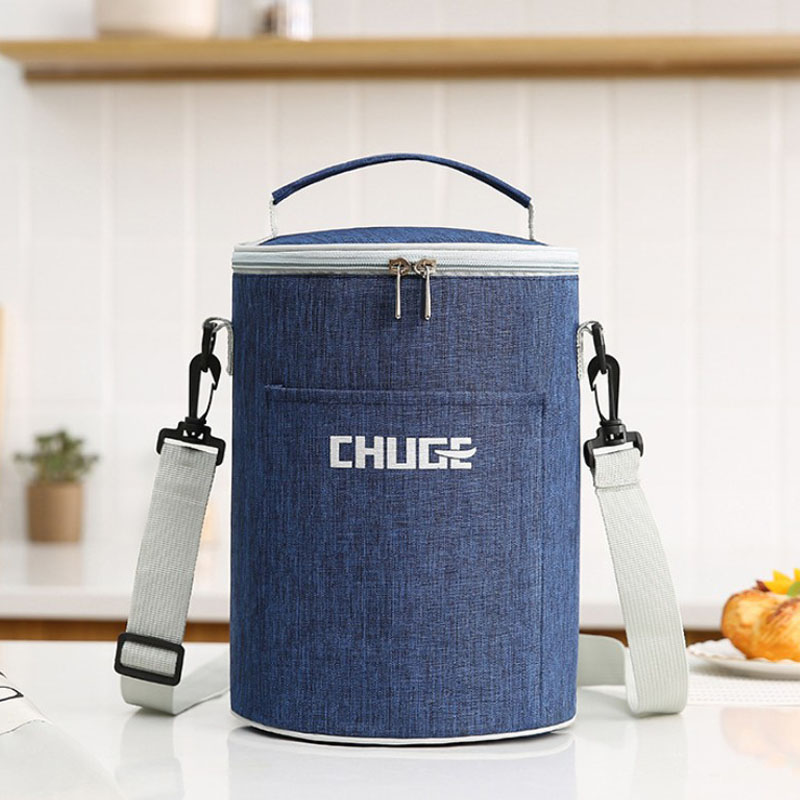 Round bento with insulation bag bento bag insulation bucket bag round bucket bag portable large bento bag with rice bag