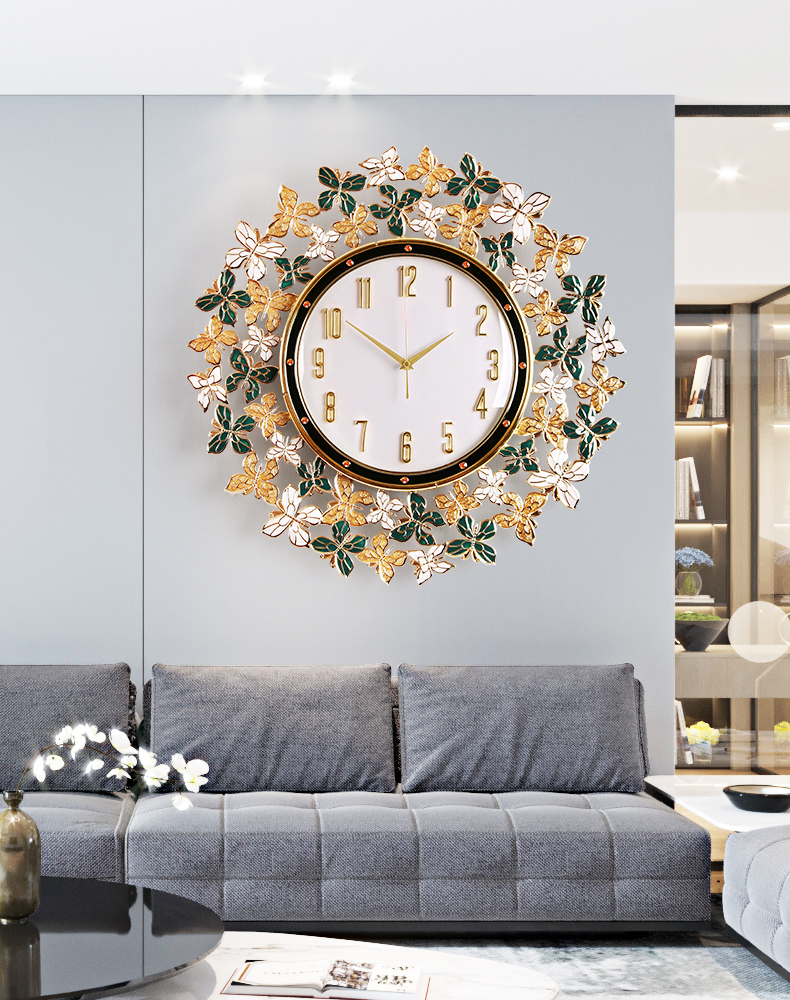 Enamel Colorful Butterfly Watch hanging bell Living room Home Fashion extravaganza Modern Decorative Hanging Wall Clock Silent Quartz Clock