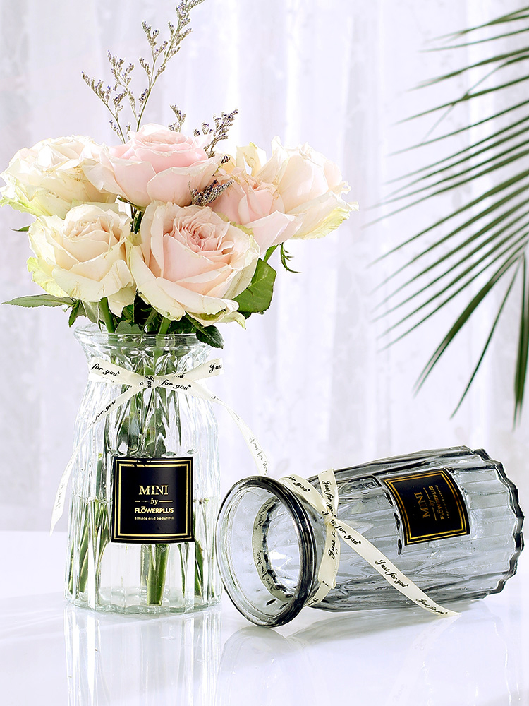 Vase Glass transparent hydroponic bamboo vase Hydroponic lily basin Living room dry flowers Simple flower arrangement vase ornaments