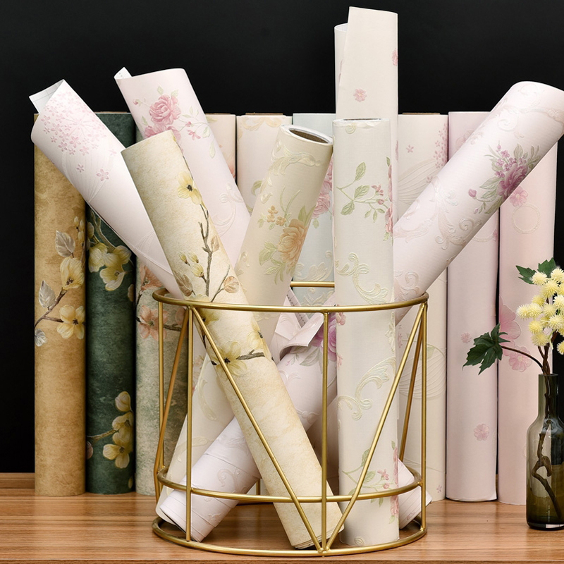 Aishe Oriental 3d three-dimensional thickened non-woven wallpaper self-adhesive bedroom warm American pastoral living room background wallpaper