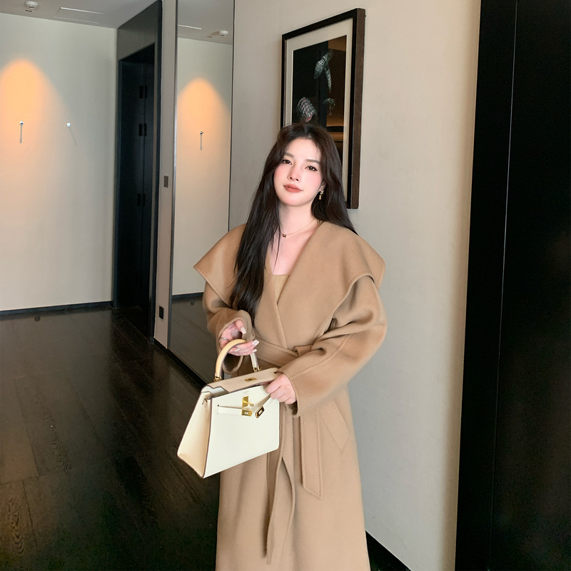 Jiuchic|M Brand Rienza Large Lapel Double-Sided 10% Cashmere Coat Women's Woolen Coat Winter Outerwear Jiuchic|M Brand Rienza Large Lapel Double-Sided 10% Cashmere Coat Women's Woolen Coat Winter Outerwear