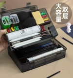 Художественный пенал для рисования, вместительный и большой набор инструментов, кисть, коробка, прозрачная система хранения, пластиковая универсальная точилка, штора, для средней школы, простой и элегантный дизайн