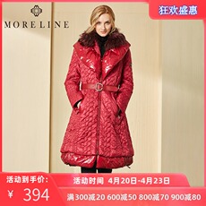 Одежда для дам moreline沐兰女装秋冬高端奢华貉子毛领超保暖长款棉服女棉衣外套