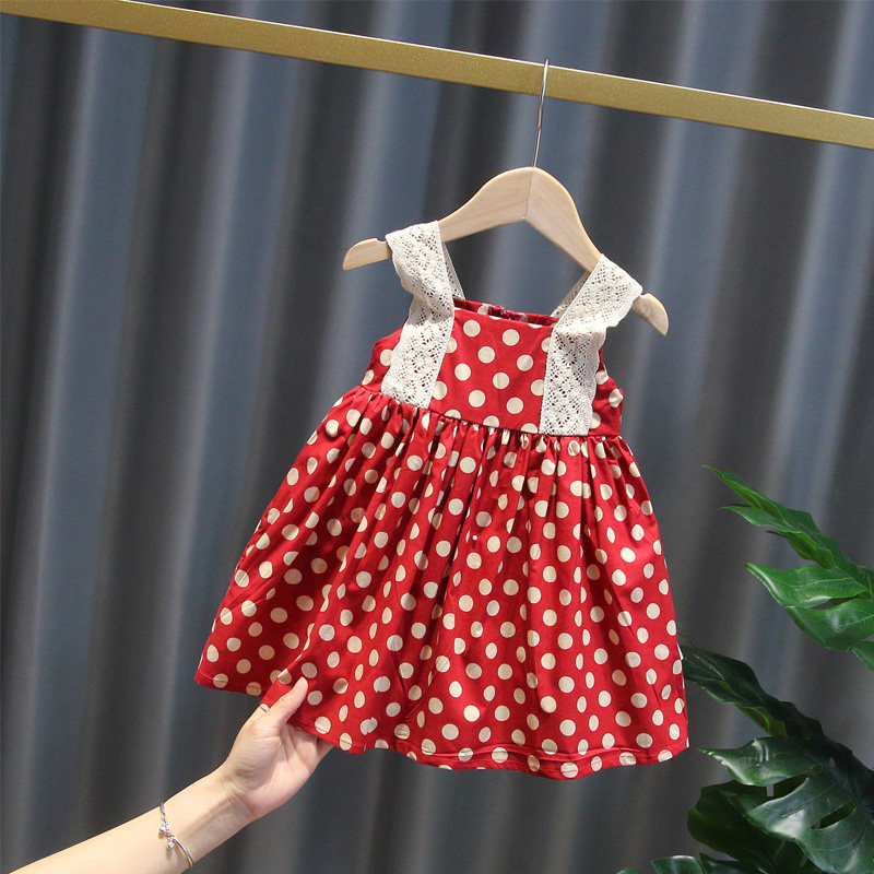 Baby girl vest skirt 2021 summer new skirt children's suspenders dress children's polka dot girl princess skirt