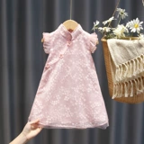 Летняя одежда, платье, кружевная юбка на девочку, ципао, летний наряд маленькой принцессы для девочек, детская одежда