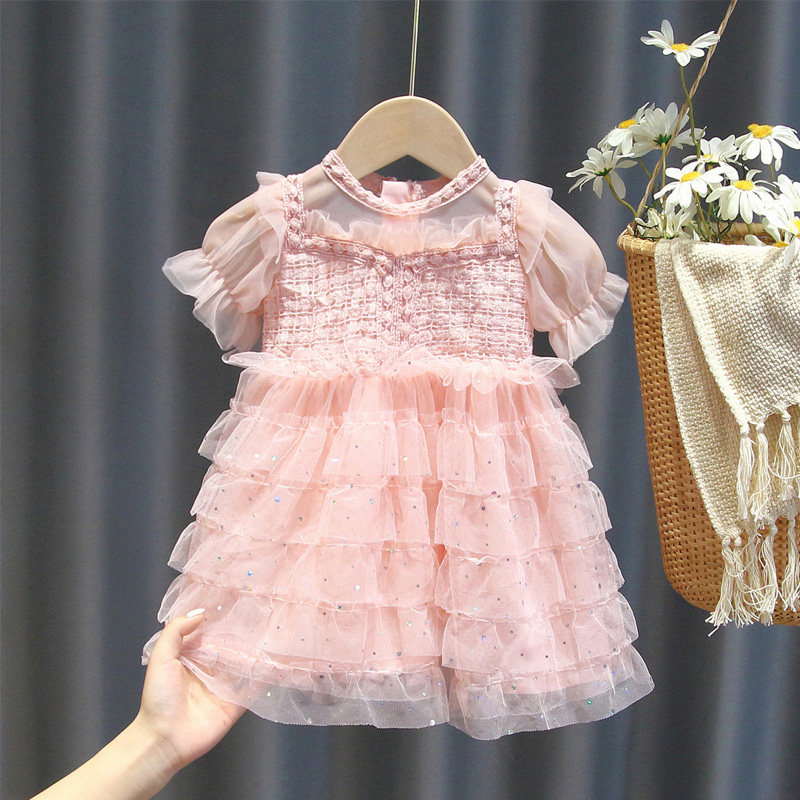 Girl Princess Dress Summer Dress 2021 New Children Suit Foreign Pie Cake Skirt Summer Baby Dress Fluffy Dress