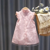 Летняя одежда, платье, кружевная юбка на девочку, ципао, летний наряд маленькой принцессы для девочек, детская одежда