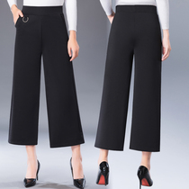 Middle-aged mother pants 2020 new spring and autumn large size loose Western style middle-aged and elderly womens straight wide-legged pants
