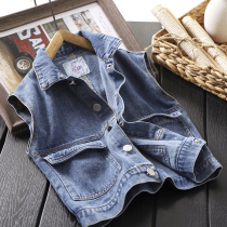 Boys denim vest 2021 spring and summer new childrens fashion casual jacket sleeveless girl outer wear Western style vest