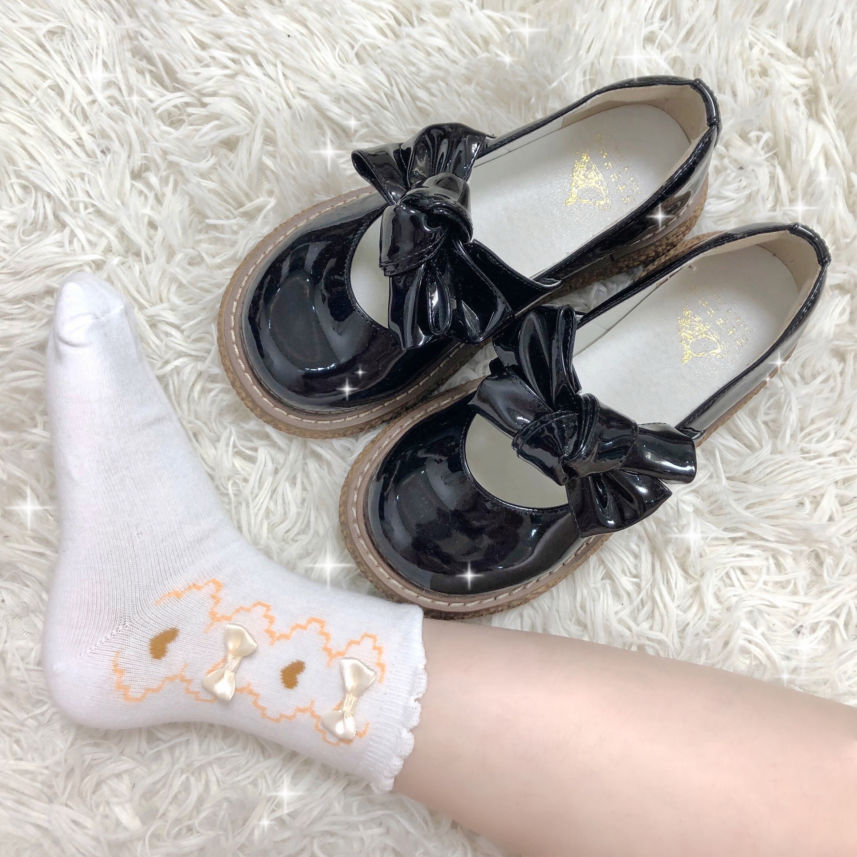 Stereo Butterfly Love Love Cute Socks Backs and Tissue Lolita Socks