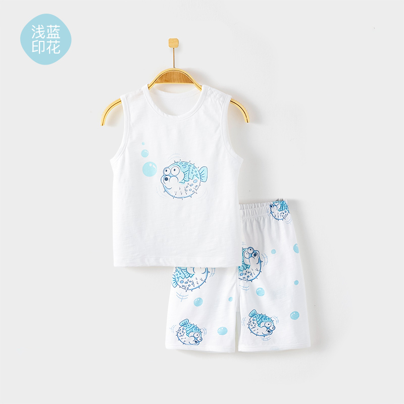 Mabelchild Childrens Set bông không tay Vest mùa hè mỏng Out Trong đồ lót bộ pajama bé.