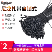 Honglei nylon cable tie self-locking 4 * 200mm cable tie 200 industrial grade plastic strap wire harness Black