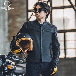 Alien snail motorcycle leather coat men's four seasons universal locomotive riding service casual jacket retro cowhide defense female