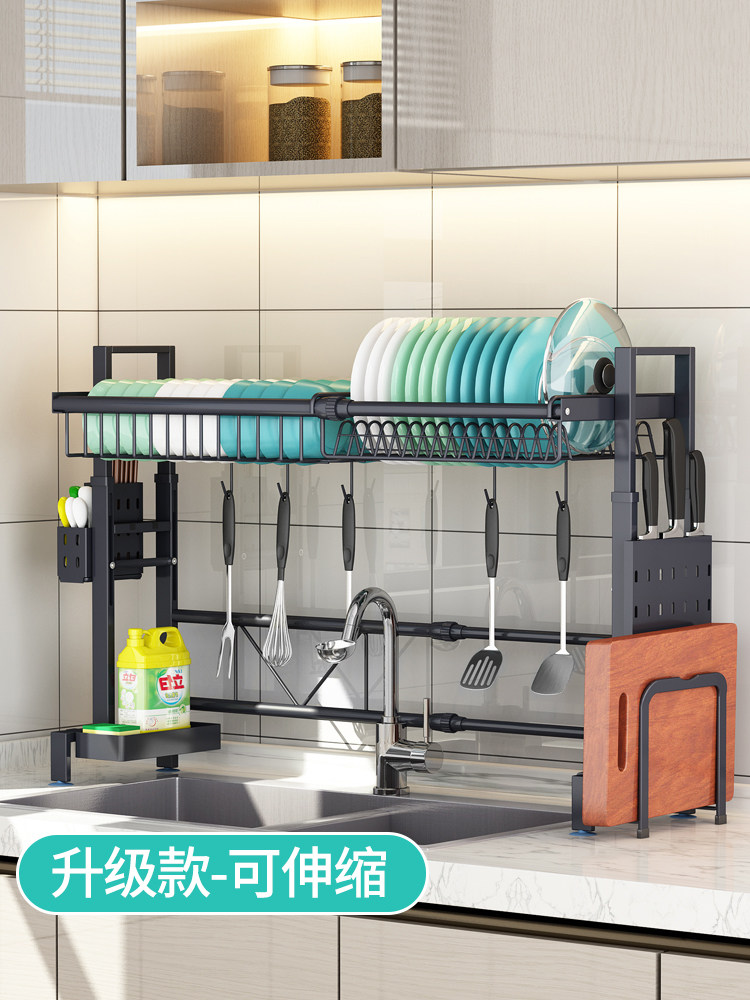 Retractable stainless steel kitchen shelf Sink above the sink sink single sink storage shelf Bowl rack Drain rack