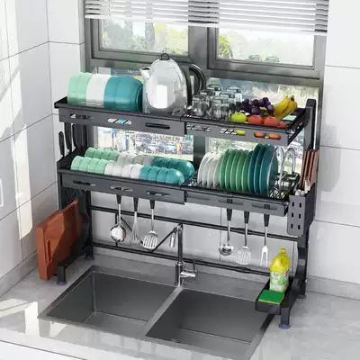 Dishwashing trough shelf Cool bowl rack Drain rack Kitchen put chopsticks basket Pool dry dishes storage shelf retractable shelf