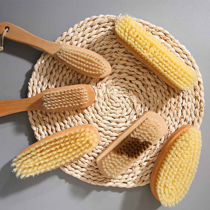 Laundry Brush Shoe Brush Solid Wood Soft Hair Long Handle Multifunction Home Dust Removal Brush Floor Clothing Clean Brushed Shoes Brush