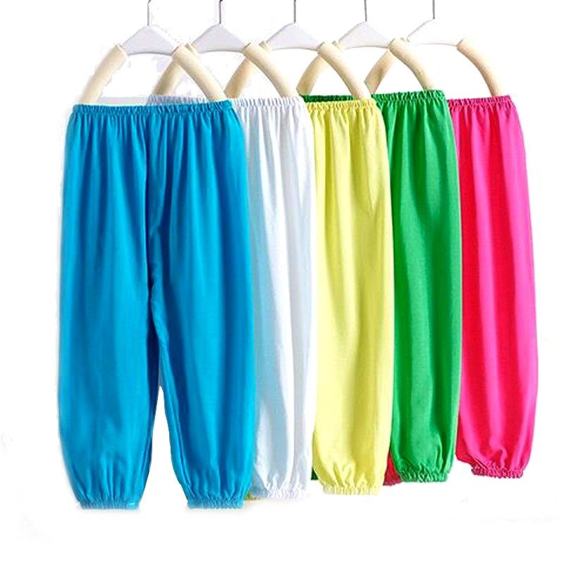 Children's cotton cotton silk anti-mosquito pants thin section summer girl baby pajamas middle and small boys 8 eight points 7 library