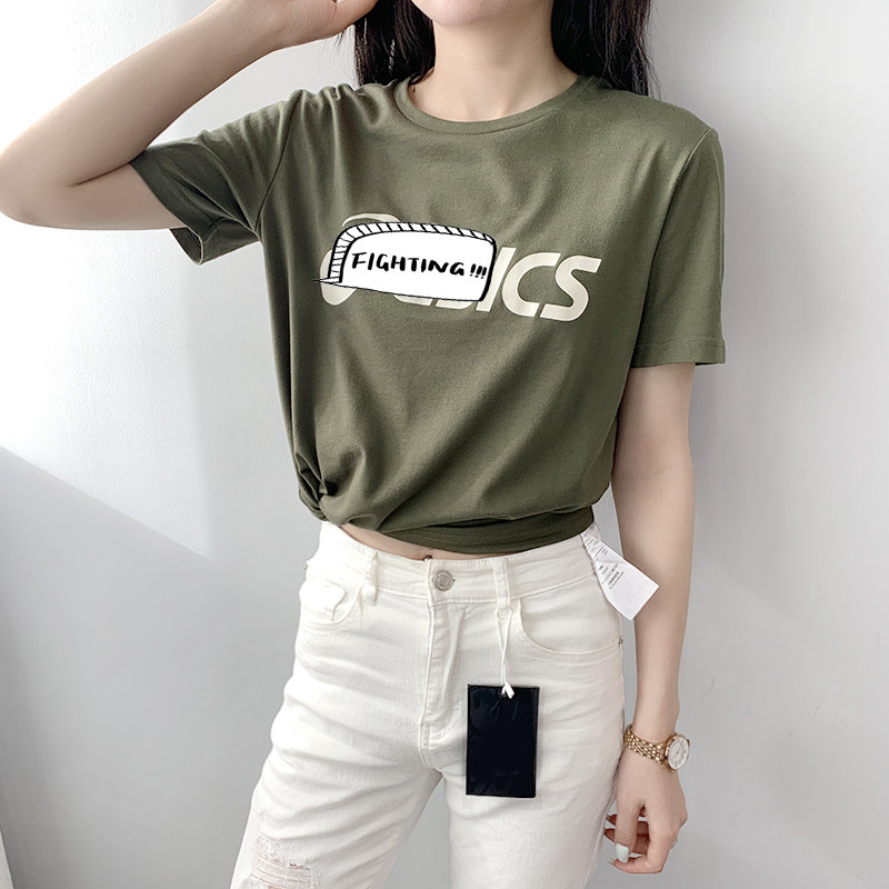 SVT751 king fried walking day great stock 1500 pieces ~ male and female couples printed letters short sleeve T-shirt breathable casual