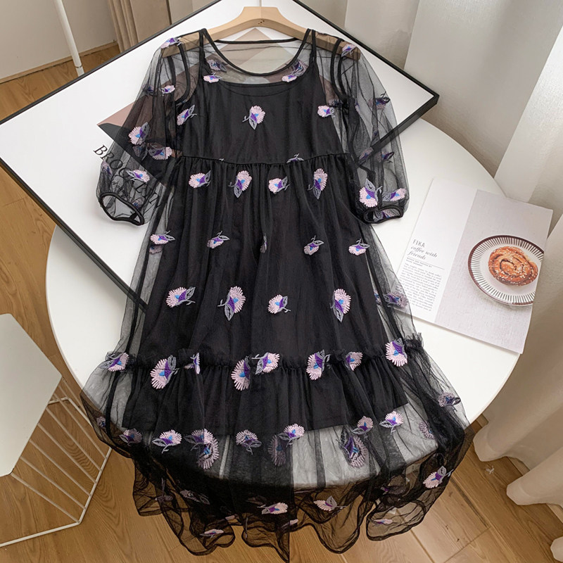 GGDVQ057 Divine Welfare Cabinet Goods Ladies Wind ~ Embroidered Mesh Yarn Foreign Dress Harnesses Two Sets