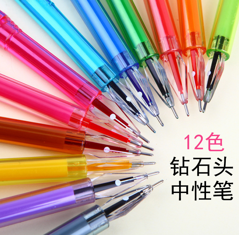 Notes pen Multi Color Coloring Medium Pen Making Notes Special Diamond Heads of Diamonds In Brief South Korea Small Fresh Creative Color Pen students with hand-painted water-based pen hand ledger pen sets 