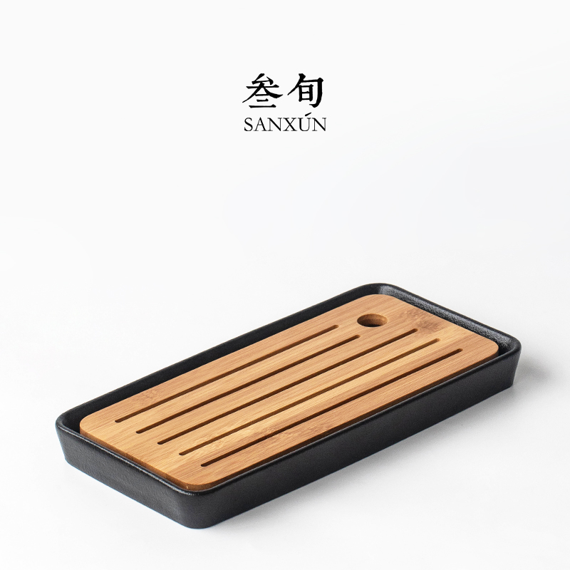 Lenten Ceramic simple tea tray Household small tea table Storage type dry brew tray Gongfu Tea set Tea sea tray Drain tray