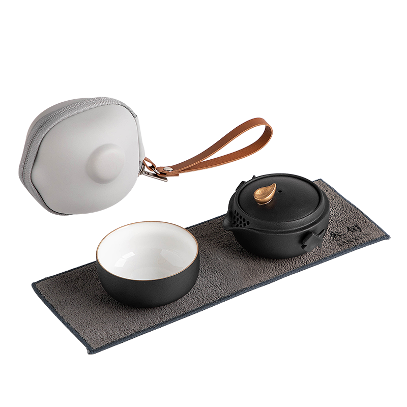Thirty-one cup of portable light luxury black pottery Kung Fu tea set