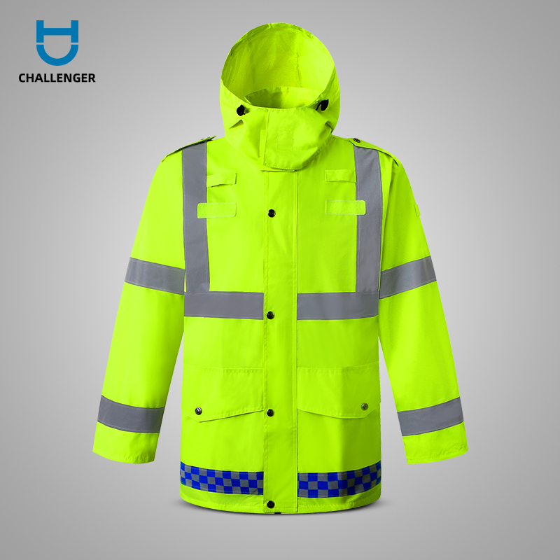 Reflective coldproof raincoat double layer thickened Traffic duty waterproof reflective raincoat rain pants set traffic suit winter