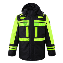 Traffic road fluorescent reflective raincoat cotton riding waterproof thickened reflective motorcycle clothing jacket can be printed