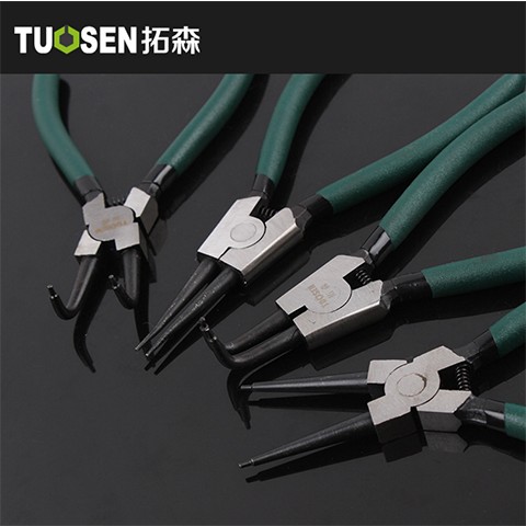 Four-in-one clamp spring pliers C type clasp pliers Outer carnet inner card elbow bearing with spring mounting disassembly card ring yellow pliers tool