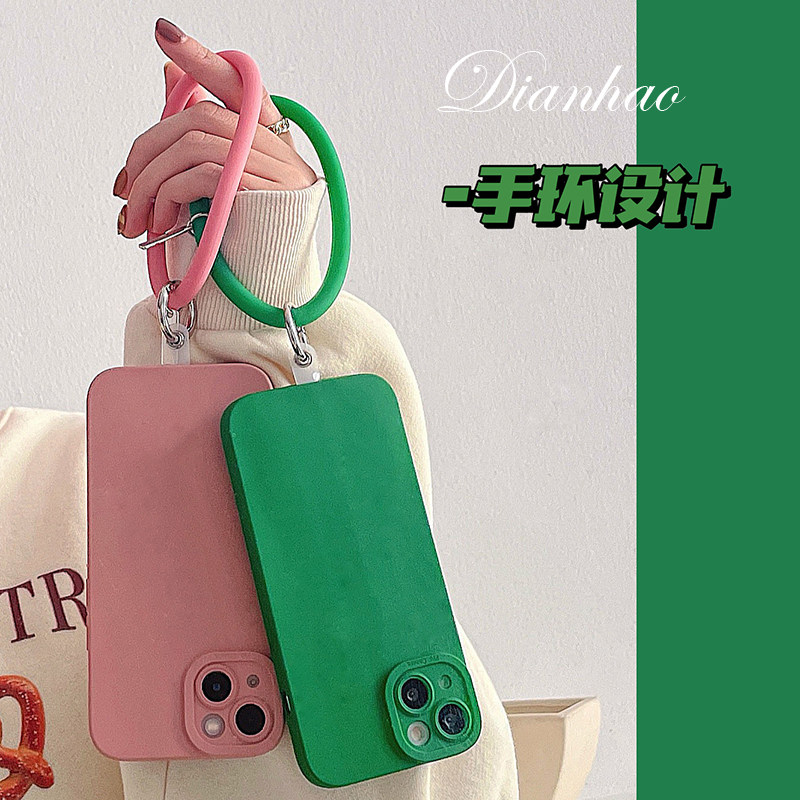 Classic Hao Senior Sensation BV Green Ins Pure Color Bracelet Cuff application iPhone13 Pro Max Apple 11 Mobile phone protective shell 12 female X XS new XR male 7 8