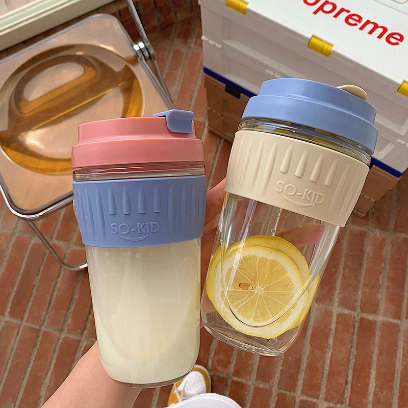 High-value simple large-capacity high-temperature portable glass cup anti-scalding anti-leakage water cup male and female student cup
