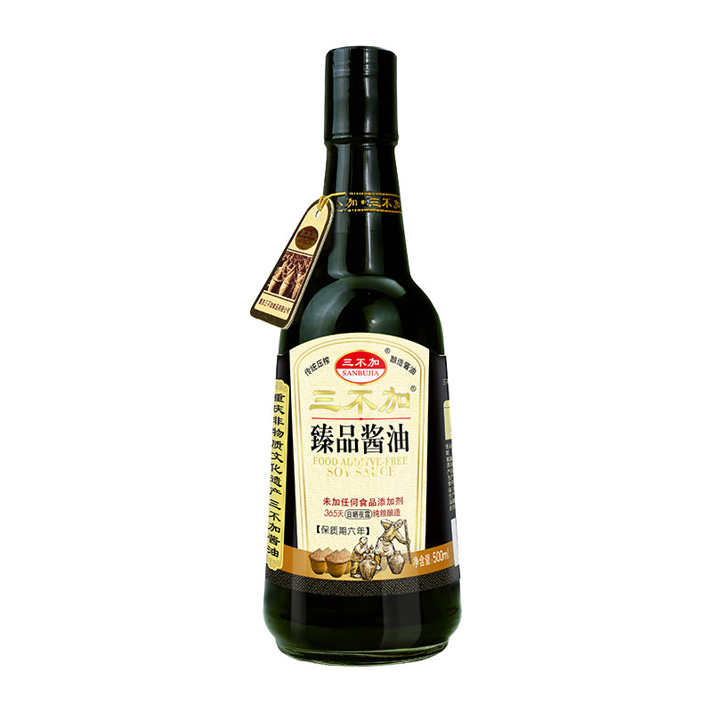 Sanzhenpin Soy Sauce, Iodine-Free Well Salt, No Added Sugar, 500ml Soybean Brewing, No Additives for Home Use
