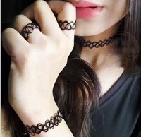 Popular fish line tattoo necklace double stranded fish line braided men and women tattoo imitation tattoo sexy collar set