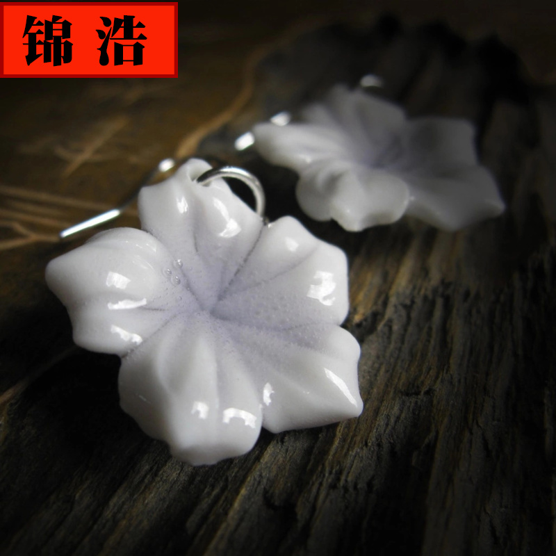 Jin hao ceramic earrings A leaf earrings earrings earrings Jin hao national wind move