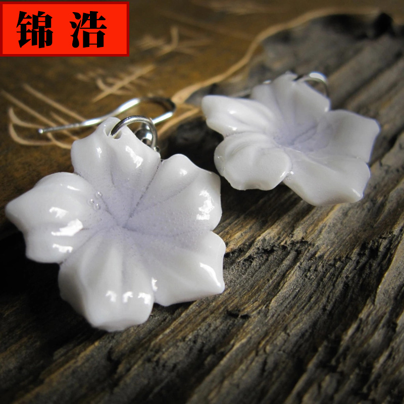 Jin hao ceramic earrings A leaf earrings earrings earrings Jin hao national wind move