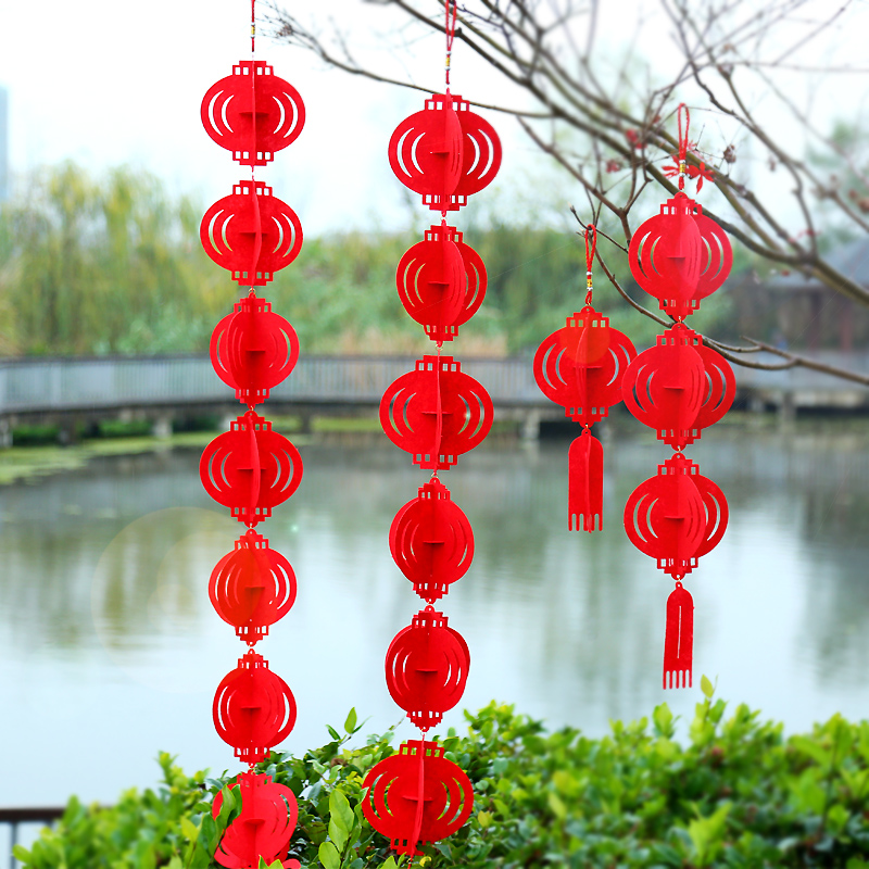 Spring Festival New Year small lantern string ornaments indoor living room scene layout supplies red lantern decoration New Year handmade goods