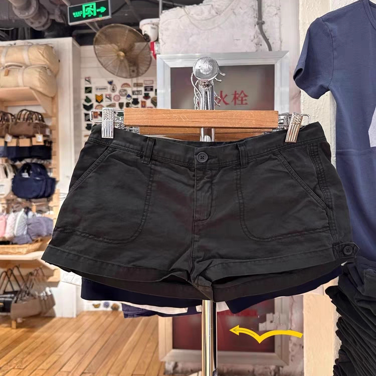 Black American-Style Low-Waist Workwear Denim Hot Pants Bm Shorts Women's 2025 New Summer Thin Casual Shorts