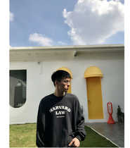 2020 Korean round neck sweater spring thin loose long sleeve no hat lazy wind pullover Korean coat men