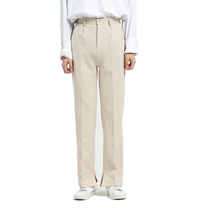 2020 spring and summer new apricot leg length split trousers womens high-texture version of Korean casual all-match trousers men