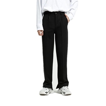 2021 spring and autumn Korean version of the hanging wide-leg suit pants Hong Kong style black casual mopping straight split suit pants men and women