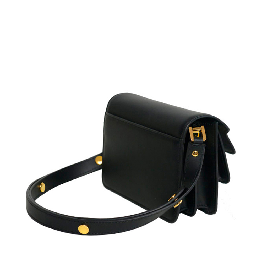 Marni BLACK da bò khâu kim loại tôn tạo FASHION-STYLE Commuter dài ngang vai WOMENS BAG