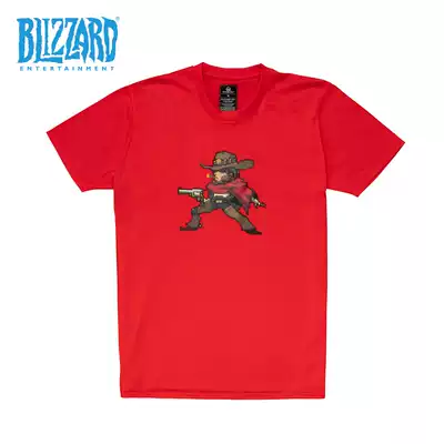 blizzard blizzard Official Game Around Overwatch Pioneer McRae Pattern Red T-shirt short sleeve loose version