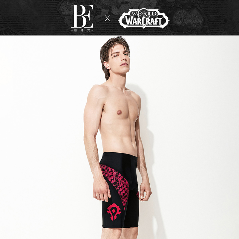 (Van der Anx World of Warcraft) Summer Fashion trends Men's swimming pants tribe Pure Black Bathrobe Red