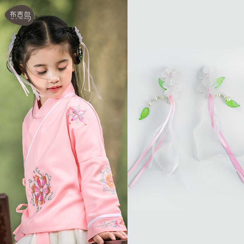 Children's supersensual headwear Chinese girl floating with hair accessories ancient streaming Su flower hair clip baby ancient dress Han clothes ancient wind