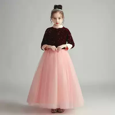 Children's high-end princess skirt puffy gauze girls foreign evening dress flower girl wedding dress flower girl wedding dress child host costume